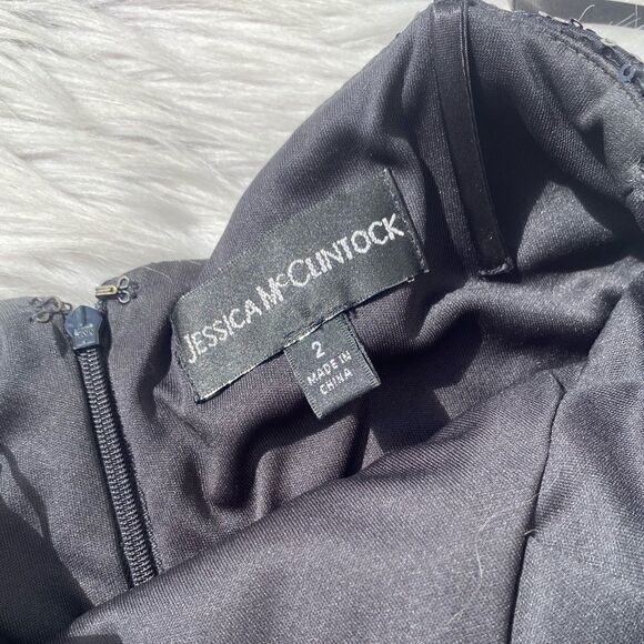 Jessica McClintock Sequin Bubble Mini Dress Black Small - Picture 6 of 10